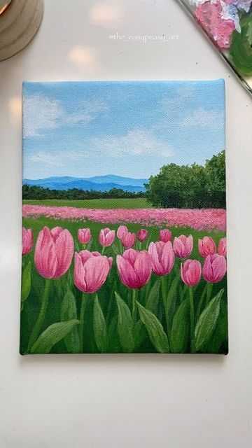 Canvas Art Painting Abstract, Acrylic Flower Painting, Spring Snow, Tulip Painting, Flower Painting Canvas, Easy Canvas Art, Canvas Painting Designs, Art Painting Gallery, Cute Paintings