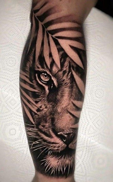 Tiger Tattoos For Men, Lion Leg Tattoo, Tiger Forearm Tattoo, Mens Tiger Tattoo, Tiger Eyes Tattoo, Animal Tattoos For Men, Marine Tattoo, Tiger Tattoo Sleeve, Big Cat Tattoo