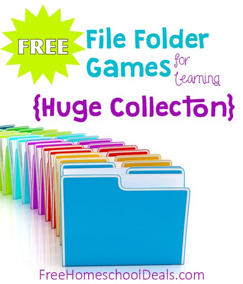 Free File Folder Games for Homeschool Learning and Fun! {HUGE Collection} File Folder Games Free, Games For Learning, Folder Activities, File Folder Activities, File Folder Games, Task Boxes, Folder Games, Homeschool Learning, Games For Toddlers