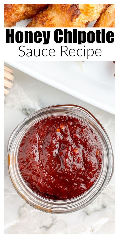 Jar of red sauce. Honey Sauce For Chicken, Chipotle Sauce Recipe, Honey Chipotle Sauce, Chicken Wing Sauce Recipes, Waffle Cone Recipe, Honey Chipotle Chicken, Chipotle Recipes, Potatoes Broccoli, Homemade Bbq Sauce Recipe