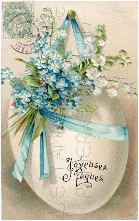 Vintage Easter Cards, Cottage Rose, Scrap Art, Easter Postcards, Easter Blessings, Romantic Cottage, Easter Wishes, Forget Me Nots, Easter Greetings