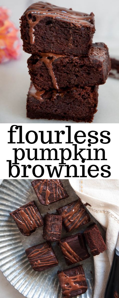 Easy and healthy flourless pumpkin brownies that are made entirely gluten-free, low carb and made using only one bowl. Trust us when we say this recipe makes a delish and fudgy fall dessert. #pumpkinbrownies #pumpkinrecipes #falldesserts #healthybrownies Healthy Meals Ideas, Pumpkin Brownies, Pumpkin Spice Recipe, Meals Ideas, Smitten Kitchen, Recetas Keto, Super Rich, Chocolate Craving, Fall Treats