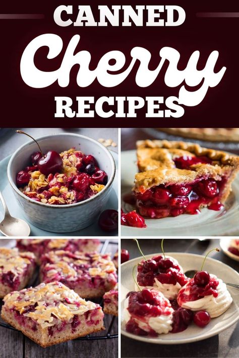 These canned cherry recipes result in the most delicious treats! From cheesecake to pie to cobbler, canned cherries are an easy way to whip up desserts. Canned Cherry Recipes, Cherry Pie Filling Recipes Desserts, Cherry Recipes Canning, Canned Cherry Pie Recipe, Cherry Pie Filling Recipes Easy, Sweet Cherry Recipes, Pie Filling Desserts, Easy Cherry Cobbler, Cherry Crisp Recipe