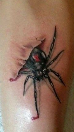 Motorhead Tattoo, Black Widow Spider Tattoo, 3d Spider Tattoo, Ripped Skin Tattoo, Tato 3d, Spider Tattoos, Black Widow Tattoo, Tatoo 3d, Backpiece Tattoo