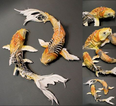 Koi Lantern, Graphic Artist Designer, Fish Sculpture, Nature Artwork, Koi Fish, Art Sculpture, Animal Design, Fantasy Creatures, Medium Art