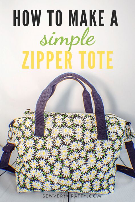 Zippered Tote Bag Pattern, Diy Handmade Bags, Homemade Bags, Purse Sewing, Tote Tutorial, Fun Room, Tote Bag Pattern Free, Household Sewing, Basic Sewing