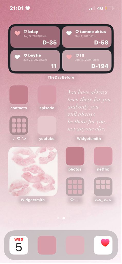 Widget Iphone Aesthetic Simple, Cute Wallpapers For Ios 16 Themes, Soft Pink Iphone Wallpaper, Pastel Pink Phone Theme, Iphone Inspo Home Screen Pink, Pink Home Screen Layout Iphone, Ios Home Screen Layout Pink, Pink Aura Homescreen Layout, Alana Lintao Icon