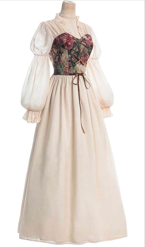 Authentic 1800s Vintage Look: It's a one-piece vintage medieval dress that has an attached corset. Skirt have satin base layer with knit mesh overlays. Puffy sleeves have elastic band at mid-arm and waist. Full Set included: 1* Medieval Peasant Dress. SIze from S to plus size 3XL, our model height 5'4 feet, weight 99.2 lb, bust 32.2inch, waist 24.4inch, hip 34.6inch, try on S, it is fit. Material: The main materail of corset style victorian dress is polyester. It is softy and comfortatle. Occasi Corset Skirt, Medieval Costume, Puffy Sleeves, Victorian Style, Dress For Women, Style Dress, Model Height, Full Set, Vintage Look