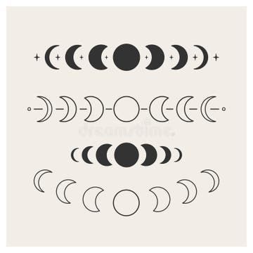 Phases of the moon stock vector. Illustration of full - 222327985 Moon Phases Silhouette, Moon Phases Doodle, Moon Phases Stencil, Eight Phases Of The Moon, Phases Of Moon Art, Moon Phases Drawing Simple, Moon Phase Painting Diy, Embroidery Moon Phases, Moon Phase Design