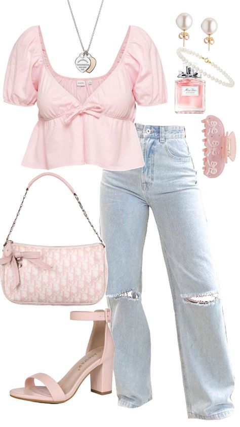 #ootd #outfitidea #coquette #pink Detective Dress, Summer Casual Outfits, Scene Dress, Looks Pinterest, Cute Modest Outfits, Coquette Pink, Casual Preppy Outfits, Shein Outfits, Cute Preppy Outfits