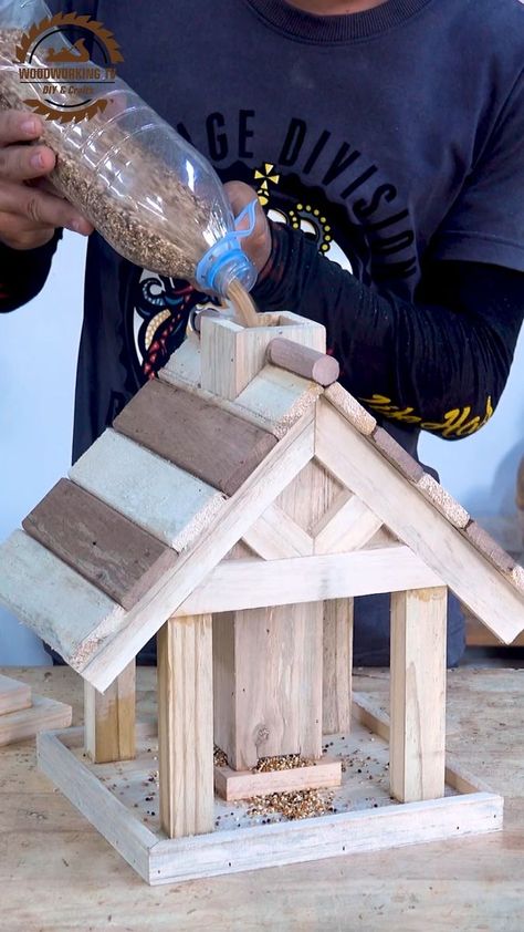 3.4M views · 57K reactions | Turn old pallets into amazing diy wooden bird feeder #Tips #woodcraft #woodworking #technique #carpenter #handmade #carpentry #woodart #creative #Hacks #woodworkingtips #DIY #tricks #woodwork #wooden #furniture #birdwatching #homedecore #birdhouse #birds #birdlovers #birdaspet #birdsofinstagram #lovebirds #babybird | Woodworking TV | Woodworking TV · Original audio Ideas For Bird Feeders, Bird Box Diy, Woodwork For Beginners, Wooden Bird Feeders Diy How To Build, Wood Bird Feeder Plans, Diy Bird Table, Bird Tables Ideas, Bird Feeders Diy Homemade Wooden, How To Make A Bird House