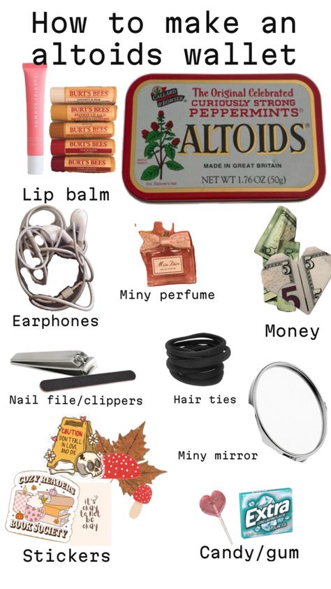 Wallet Inspiration, Mint Tin Crafts, Altoids Tins, Mint Tins, Handbag Essentials, Things To Do When Bored, Fun Easy Crafts, Diy Crafts To Do, Easy Diy Art