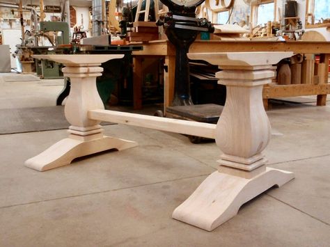 Hanson Woodturning - Table Bases                                                                                                                                                                                 More Table Legs Ideas, Dining Room Table Legs, Trestle Table Legs, Kitchen Table Legs, Rustic Dining Room Table, Pedestal Coffee Table, Farmhouse Tables, Outdoor Dining Room, Table Bases