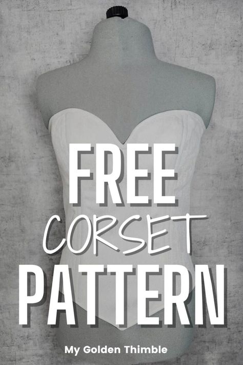 Classic Free Corset Pattern and Tutorial. PDF Download. Denim Corset Sewing Pattern, Corset Top Pattern Drafting, Dress Sewing Patterns Free Easy, Free Top Sewing Pattern, Clothes Sewing Ideas, Corset Dress Pattern, Bodice Pattern Free, Corset Pattern Tutorial, Free Corset Pattern