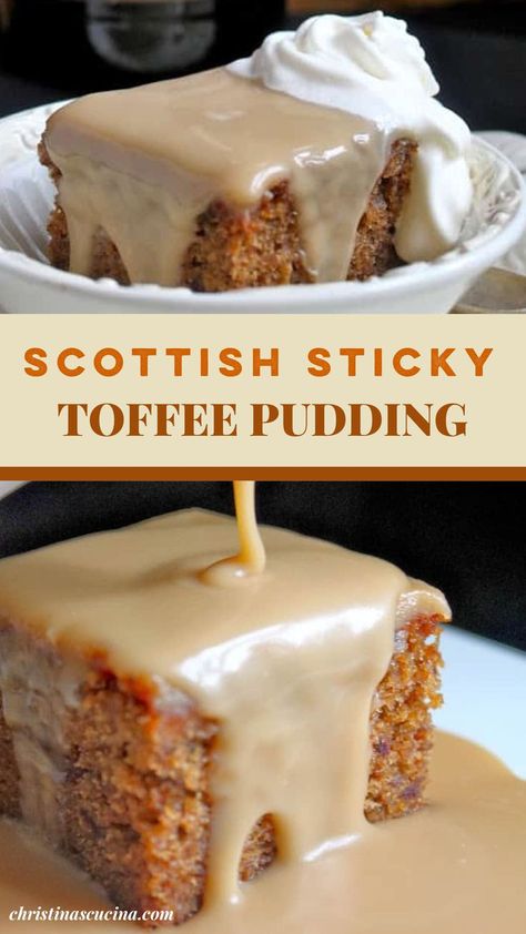 This Sticky Toffee Pudding recipe for a traditional British dessert is one of those desserts you'll dream about after the first time you taste it. Irish Desserts, Scottish Food, British Desserts, Pane Dolce, Scottish Recipes, Toffee Pudding, Sticky Toffee Pudding, Sticky Toffee, Think Food