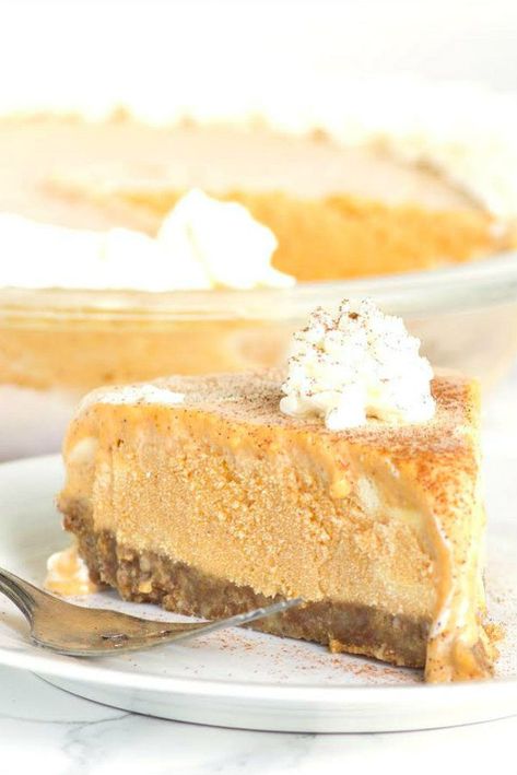 Pumpkin Ice Cream Pie Recipe - from RecipeGirl.com Fall Pies Recipes, Pumpkin Chiffon, Pumpkin Chiffon Pie, Halloween Cooking, Chiffon Pie, Pumpkin Swirl Cheesecake, Ice Cream Pie Recipe, Pumpkin Pie Ice Cream, Gingersnap Crust