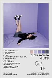 BAON Olivia Poster Rodrigo Guts Album Cover Posters Decorative Painting Canvas Wall Posters 12x18inch(30x45cm) Guts Album Cover, Olivia Poster, Guts Poster, Posters For Room Aesthetic, Bedroom Decor Posters, Olivia Core Aesthetic, Olivia Core, Aesthetic Canvas, Family Bedroom