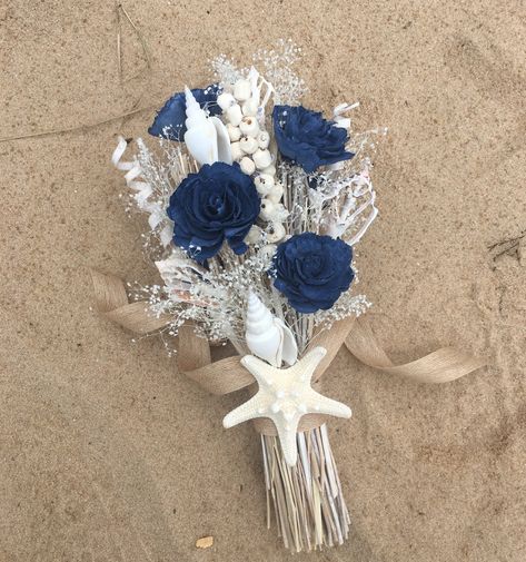 Shell Bouquet Wedding, Beach Theme Bouquet Wedding, Beach Wedding Corsage, Beach Flower Bouquet, May Beach Wedding Colors, Bridal Bouquet Beach Wedding, Ocean Wedding Flowers, Beach Wedding Bridal Bouquet, Wedding Bouquet Beach