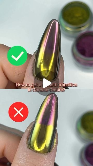 Nail art 💅 Manicure on Instagram: "By @lechatnails - Have you tried creating ombré with chrome before but were unsuccessful❔Here’s our best tip to get that beautiful seemless blend everytime💫" Ombré With Chrome, Umbre Nails, Ombre Chrome, Ombre Chrome Nails, Valentines Nail Art Designs, Glass Nails Art, Chrome Nail Art, Chrome Nail Powder, Chrome Nails Designs