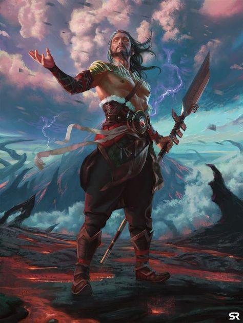 Magic: The Gathering's Core Set 2019 Red Planeswalker Deck will feature none other than Sarkhan himself, and we've got the preview card to prove it. Barbarian Sorcerer, Aasimar Barbarian, Magic The Gathering Art, Magic: The Gathering, Pathfinder Character, Mtg Art, Spell Caster, Fantasy Male, Fantasy Warrior