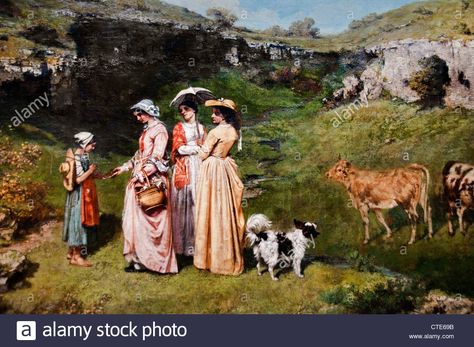 Young Ladies of the Village 1852 Jean Désiré Gustave Courbet 1819 – 1877 French France Stock Photo Gustav Courbet, French Paintings, Gustave Courbet, Edouard Manet, Art Realism, Hur Man Målar, Realism Art, Oil Painting Reproductions, Painting Reproductions