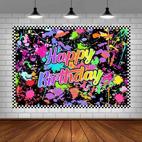 Dark Birthday Party, Glow In The Dark Birthday, Dark Birthday, Neon Party Supplies, Happy Birthday Black, Paint Themes, Birthday Party Photography, Party Fotos, Neon Birthday