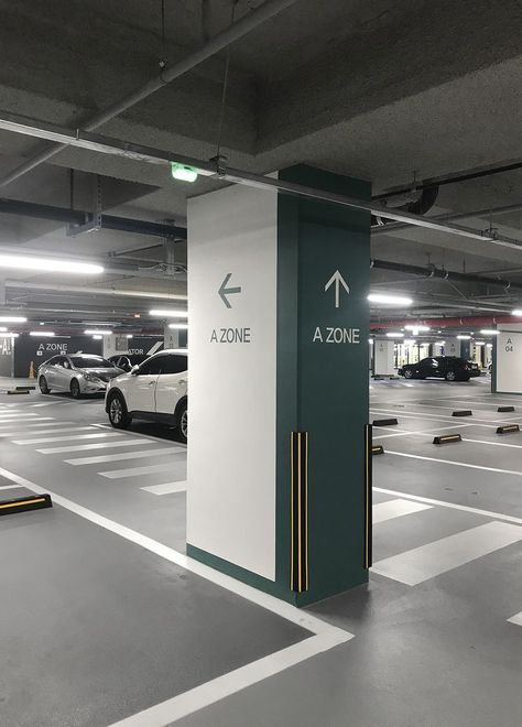 Parking Wall Design, Basement Parking Design, Carpark Design, Parking Garage Design, Parking Lot Design, Parking Lot Signage, Parking Ideas, Car Park Design, Basement Parking