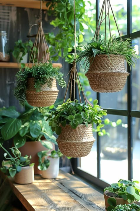 40 Biophilic Interior Design: Harmonize Home and Nature Hanging Plants Indoor Living Rooms, Biophilic Interior, Portugal Style, Indoor Plant Wall, Hanging Plant Wall, Plants For Hanging Baskets, Inside Plants, Biophilic Design, Plant Decor Indoor