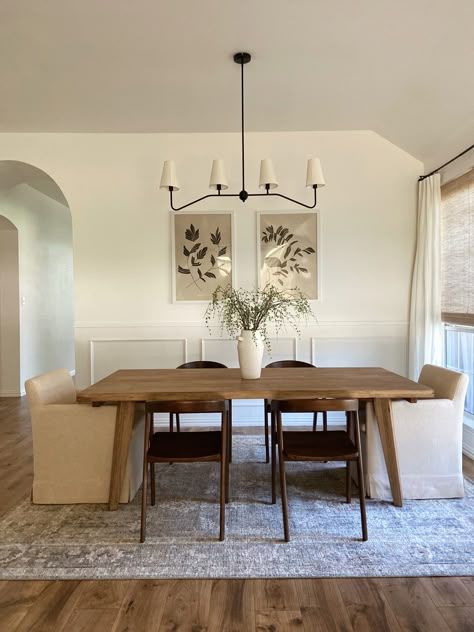 Dining Table Decor Modern, Organic Dining Room, Amanda West, Neutral Dining Room, Dining Room Inspo, Dining Room Table Chairs, Dining Room Curtains, Dining Room Remodel, Dinning Room Design