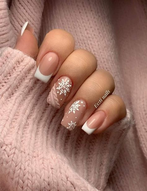 Nails Acrylic Short, Winter Nails Acrylic, Christmas Gel Nails, Snowflake Nails, Christmas Nails Acrylic, Xmas Nails, Chic Nails, Christmas Nail, Creative Nails