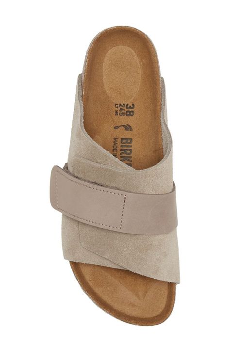 Birkenstock Kyoto Slide Sandal in Gray Taupe at Nordstrom, Size 7-7.5Us Birkenstock Kyoto, Minimalist Fashion Summer, Most Comfortable Sandals, Flats With Arch Support, Trending Womens Shoes, Comfort Shoes Women, Sandals Outfit, Slides Women, Birkenstock Sandals