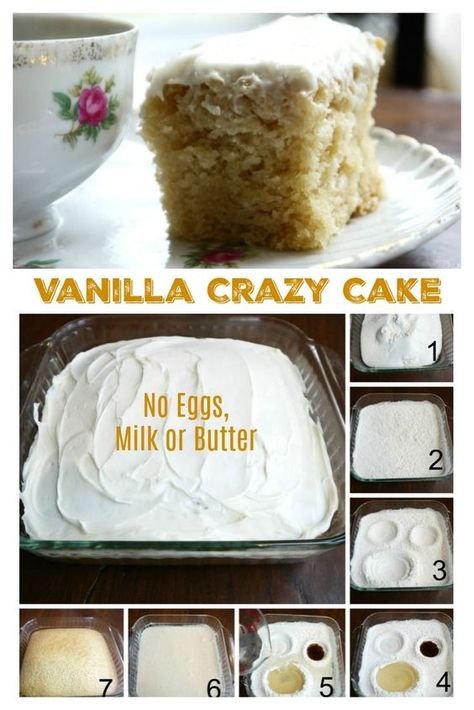 Vanilla Crazy Cake, Crazy Cake Recipes, Vegan Budget, Egg Free Cakes, Wacky Cake, Crazy Cake, Egg Free Recipes, Salty Cake, Desserts Vegan