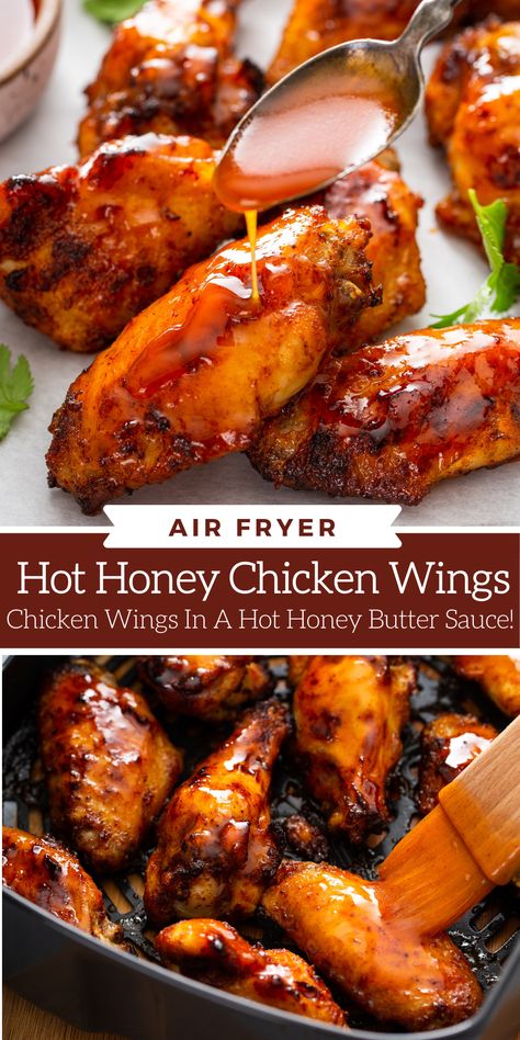 Honey Butter Chicken Wings, Hot Honey Chicken Wings, Honey Wings Recipe, Honey Chicken Wings Recipe, Honey Buffalo Chicken, Butter Chicken Wings, Hot Honey Butter, Hot Honey Sauce, Chicken Wing Sauce Recipes