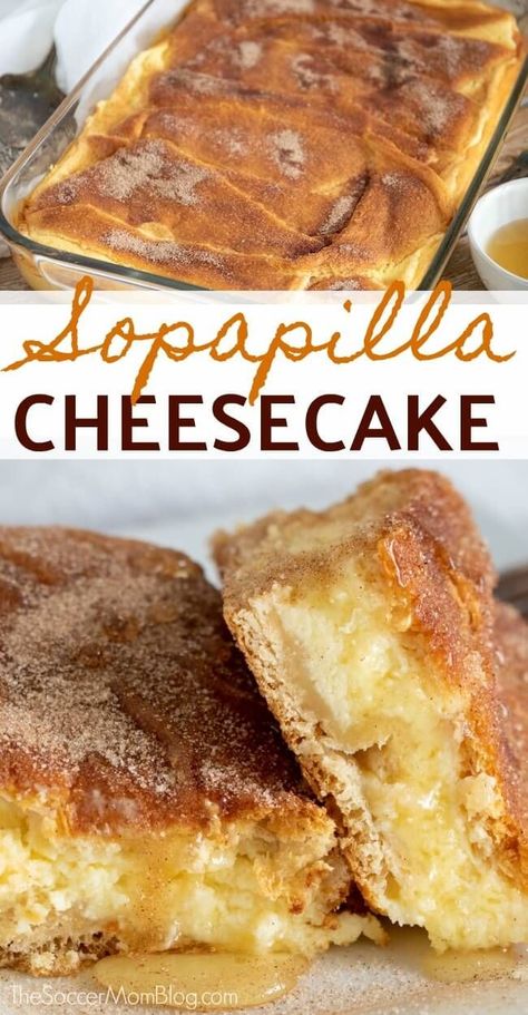 Easy Sopapilla Cheesecake, Sopapilla Recipe, Sopapilla Cheesecake Bars, Cinnamon Cheesecake, Cheesecake Desserts Recipes, Sopapilla Cheesecake, Churro Cheesecake, Cheesecake Bar Recipes, Spend With Pennies