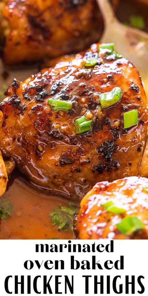 Marinated Oven Baked Chicken, Marinated Chicken Thigh Recipes, Killer Chicken Thigh Marinade, Bine In Chicken Thigh Recipes, Chicken Leg Thigh Recipes Oven, Oven Baked Chicken Marinade, Chicken Piece Recipes, Baked Chicken In Oven 425, Chicken Thigh Marinade For Oven