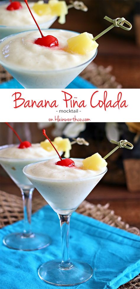 Margaritaville Recipes, Virgin Piña Colada, Chocolate Punch, Piña Colada Recipe, Banana Colada, Colada Drinks, Pina Colada Mocktail, Virgin Pina Colada, Pina Colada Recipe