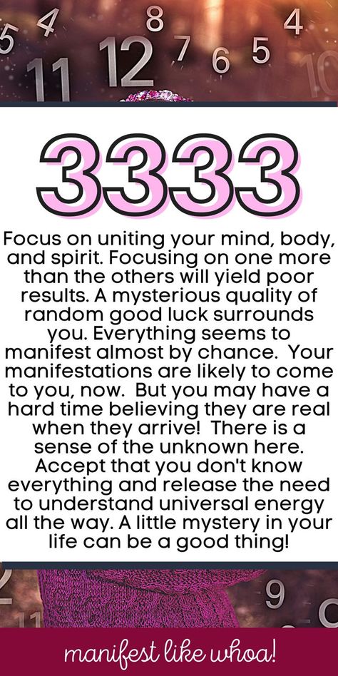 Keep seeing angel number 3333 everywhere and want to know what it means for your manifestations? The law of attraction works and the angels have hidden messages for you to follow if you use them! Here's all about angel number numerology 3333 and what it means for "the secret" law of attraction manifestations for love, happiness, success. You can even see what numerology 3333 means to get your ex back! 3333 Meaning, Numerology 111, 111 Meaning, Numbers And Their Meanings, Angel Number 111, Numerology Life Path, Spiritual Awakening Signs, Spiritual Realm, Manifestation Miracle