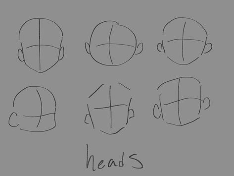 Cartoon Head Shape Reference, Art Head Shapes, Head Shapes Drawing Reference, Male Head Shape Reference, Sharp Art Style Anatomy, Block Art Style, Head Shape Drawing Reference, Head Shapes Cartoon, Different Head Shapes Drawing