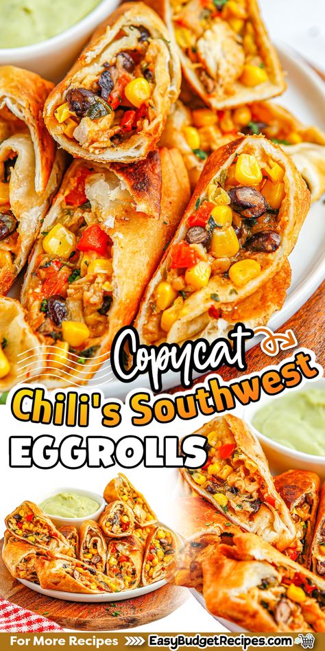 Southwest Eggrolls Recipe, Southwest Eggrolls, Southwest Egg Rolls, Ranch Dipping Sauce, Sweet Appetizer, Avocado Ranch, Chicken Veggies, Egg Roll Recipes, Best Appetizer Recipes