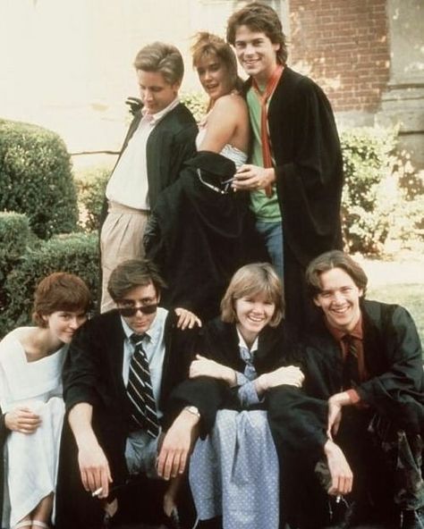 The cast of St Elmo's Fire 1985 Rob Lowe, Demi Moore, Emilio Estevez, Ally Sheedy, Judd Nelson, Mare Winningham, Andrew McCarthy : OldSchoolCelebs St Elmos Fire, John Hughes Movies, Judd Nelson, Andrew Mccarthy, 80's Movies, 1980s Movies, Emilio Estevez, Brat Pack, John Hughes