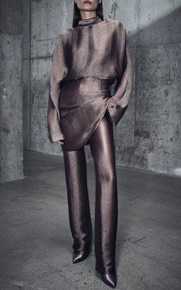 Metallic Silk Herringbone Dress and Trouser by Sally LaPointe Dolman Dress, Colour Trend, Sally Lapointe, 2018 Fashion, Fashion 2018, Fashion Show Collection, Vogue Paris, Pre Fall, Couture Fashion