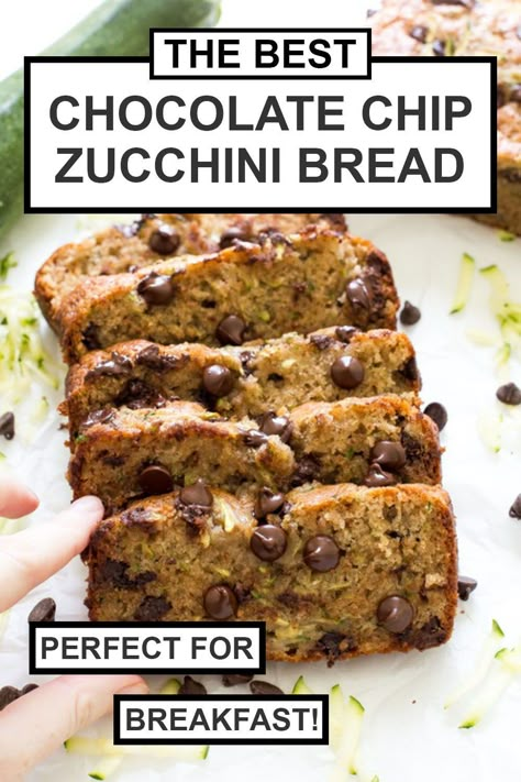 Use Up Zucchini, Paleo Zucchini Bread, Gluten Free Zucchini Bread, Easy Healthy Breakfast Ideas, Easy Zucchini Bread, Zucchini Bread Healthy, Chocolate Chip Zucchini Bread, Chef Savvy, Healthy Gluten Free Breakfast