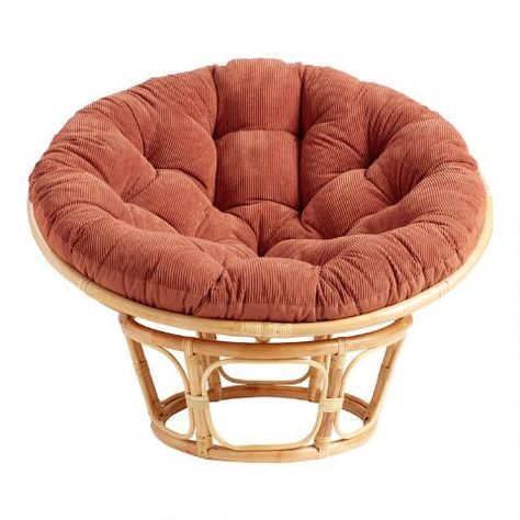 Terracotta Velvet Corduroy Papasan Chair Cushion | World Market Papasan Chair Frame, Papasan Chair Cushion, Simplicity Living, Papasan Cushion, Apartment Wishlist, Papasan Chair, Replacement Cushions, Decor Pillows, Chair Cushion