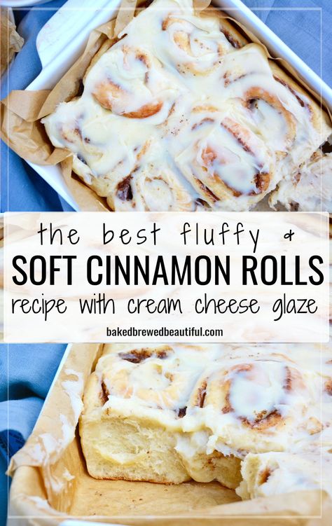 gooey cinnamon rolls in a baking pan Cinnamon Rolls Fluffy Soft, Cinna Buns Recipe, Best Soft Cinnamon Rolls Ever, Kitchen Aid Cinnamon Buns, Fluffy Cinammon Roll, Cinnamon Rolls Homemade Bread Flour, Cinnamon Rolls Using Bread Flour, Flaky Cinnamon Rolls Homemade, Fluffy Gooey Cinnamon Rolls