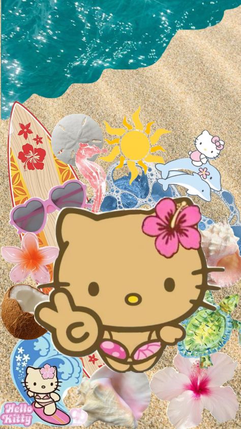 Beachy hello kitty 🌴🌺 Beachy Hello Kitty, Hello Kitt, Aesthetic Things, Hello Kitty, Kitty, Wallpapers, Iphone