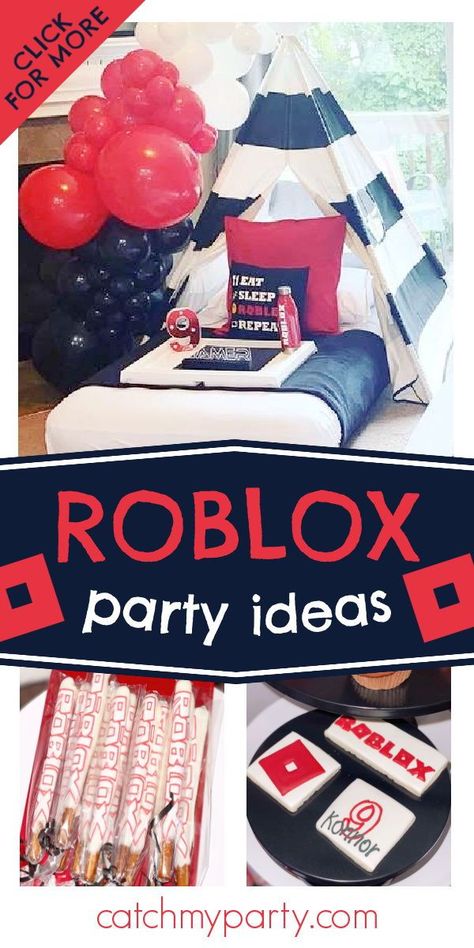 Roblox Sleepover Ideas, Roblox Birthday Party Game Ideas, Roblox Party Games Ideas, Roblox Birthday Party Games, 10th Birthday Ideas For Boys, Roblox Sleepover, Roblox Party Games, Roblox Bday Party Ideas, Roblox Birthday Party Ideas For Boys