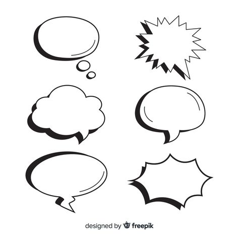 Pack of empty speech bubbles for comics | Free Vector #Freepik #freevector #design Message Bubble, Word Bubbles, Comic Bubble, Create A Comic, Journal Elements, Word Bubble, Text Bubble, Doodle Notes, Photoshop Backgrounds Free