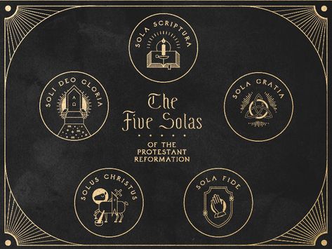 5 Solas of the Protestant Reformation by Christian Hilley Reformed Theology Tattoo, Reformed Theology Wallpaper, Five Solas Tattoo, Solas Tattoo, 5 Solas Tattoo, Gospel Tattoo, The 5 Solas, The Five Solas, Five Solas