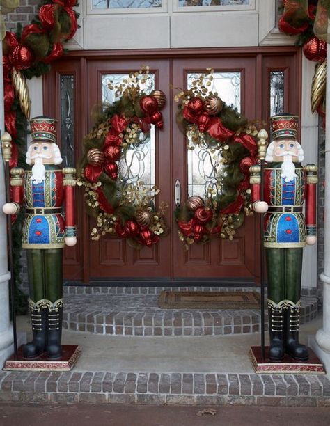 front porches decorated for christmas | 40 Cool DIY Decorating Ideas For Christmas Front Porch | Family ... Christmas Entry, Christmas Nutcrackers, Christmas Door Decoration, Front Door Christmas Decorations, Christmas Front Doors, Christmas Front Porch, Have Inspiration, Christmas Porch, Christmas Door Decorations