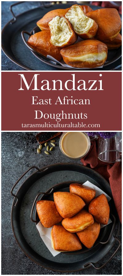 Mandazi (East African Doughnuts) on two round trays next to tea and cardamom. African Donut Recipe, Mandazi Recipe Kenya, African Pastries, African Dishes Nigerian Food, African Dessert Recipes, African Sweets, African Bread, Mandazi Recipe, African Desserts